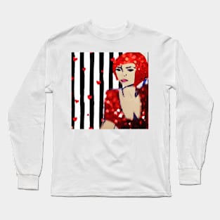 woman a red Long Sleeve T-Shirt